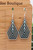Blue Geo Pattern || Wood Dangle Earrings || Hypoallergenic