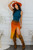 Ombre Sunset Cinched Maxi Dress Teal