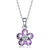 Collette Z Sterling Silver Purple and Clear Cubic Zirconia Flower Necklace