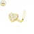 14Kt Yellow Gold Clear CZ Heart L Bend Nose Ring