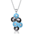 Collette Z Sterling Silver White Cubic Zirconia Pendant Black and Blue Cubic Zirconia Pendant