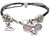 I Love Tennis With Crossed Racquets Pewter Beaded Black Cord Bracelet