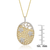 Collete Z Cubic Zirconia Sterling Silver Gold Plated Hammered Oval Shape Pendant
