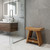 18" X 18" Brown Teak Rectangular Shower Bench With Shelf