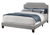 Gray Queen Upholstered Bed Frame with Nailhead Trim