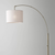 74" Brass Arc Floor Lamp With Off White Solid Color Drum Shade