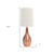 20" Rose Gold Metal Novelty Table Lamp With White Drum Shade