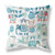 20" X 20" Blue And White Broadcloth Floral Throw Pillow