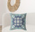 26" X 26" Gray And Blue Broadcloth Floral Throw Pillow