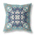26" X 26" Gray And Blue Broadcloth Floral Throw Pillow