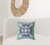 20" X 20" Gray And Blue Broadcloth Floral Throw Pillow