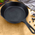 Round Cast Iron Frying Pan Skillet Steak Sizzle Platter with Helper Handle