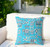 16" X 16" Bright Blue And Gray Broadcloth Floral Throw Pillow