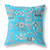 16" X 16" Bright Blue And Gray Broadcloth Floral Throw Pillow