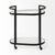 Cyclider Black Metal With Two Mirror Glass Shelves Bar Cart