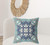 28" X 28" Gray And Blue Broadcloth Floral Throw Pillow