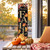 36" Black And Orange Solid Wood Porch Sign