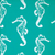 17" Turquoise and White Seahorse Coastal Indoor Outdoor Throw Pillow Cover