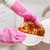 1 Pair Magic Silicone Brush Dishwashing Gloves