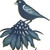 Set of Two Blue Iron Birds Garden Stake
