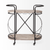 Cyclider Black Metal With Two Wooden Shelves Bar Cart