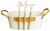9" White Oval Planter with Garden Tools