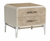 18" X 28" X 25" Vintage Beige Pu Wood Upholstered (Front) Metal Leg Veneer (Melamine) Nightstand