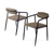Set of Two Brown And Black Upholstered Faux Leather Open Back Dining Arm Chairs