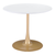 35" White And Gold Rounded Steel Pedestal Base Dining Table