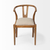 Beige And Brown Upholstered Fabric Wishbone Back
