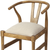 Beige And Brown Upholstered Fabric Wishbone Back