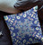 28" X 28" Blue And Off White Broadcloth Floral Throw Pillow