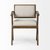 Cream And Brown Upholstered Fabric Open Back Dining Arm Chair
