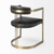 Black And Gold Upholstered Leather Open Back Dining Arm Chair
