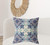 28" X 28" Blue And Off White Broadcloth Floral Throw Pillow