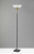 Sleek Torchiere Black Metal Frosted Alabaster Glass Shade