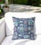 26" X 26" Blue and Gray Elephant Indoor Outdoor Throw Pillow