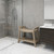 18" X 24" Brown Teak Rectangular Shower Bench With Shelf