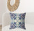 26" X 26" Blue And Off White Broadcloth Floral Throw Pillow