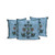 Set of Three Blue Botanical Indoor Outdoor Throw Pillow