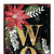 48" Black Gold Red And Green Christmas Poinsettia Solid Wood Porch Sign