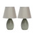Set of Two 9" Gray Ceramic Round Table Lamp With Gray Drum Shade