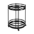 22" Black Metal With Two Mirror Glass Botton Shelves Bar Cart