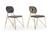 Set Of 2 Mid Century Mod Grey Velvet And Gold Dining Chairs