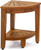 18" X 13" Brown Teak Corner Rectangular Shower Bench With Shelf