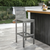 49" Gray Indoor Outdoor Bar Height Chair With Footrest