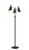 66" Black Three Light Novelty Floor Lamp With Black Cone Shade