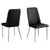 Set of Two Black And Silver Upholstered Faux Leather Dining Side Chairs