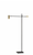 63" Black Adjustable LED Task Floor Lamp With Antiqued Brass Cylinder Shade