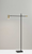 63" Black Adjustable LED Task Floor Lamp With Antiqued Brass Cylinder Shade